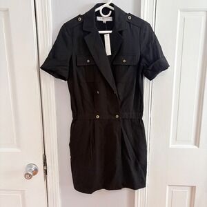 NEW Trina Turk Womens Sz 2 Military Gold Buttons Double Breasted Shirt Dress